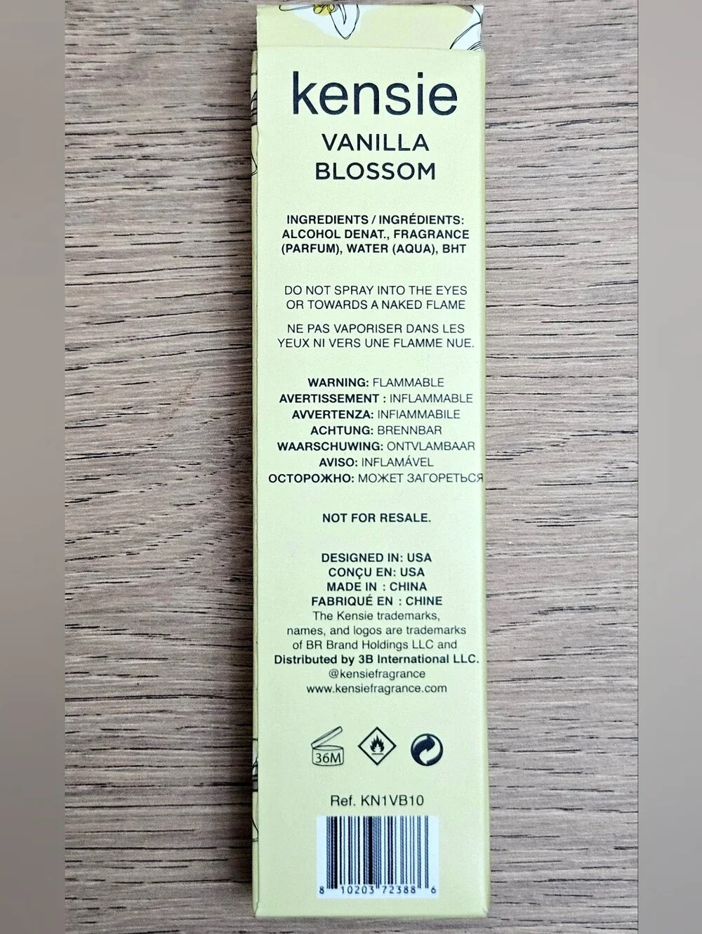 KENSIE Vanilla Blossom EDP 10ml Womens Travel Mandarin Pink Pepper Vanilla